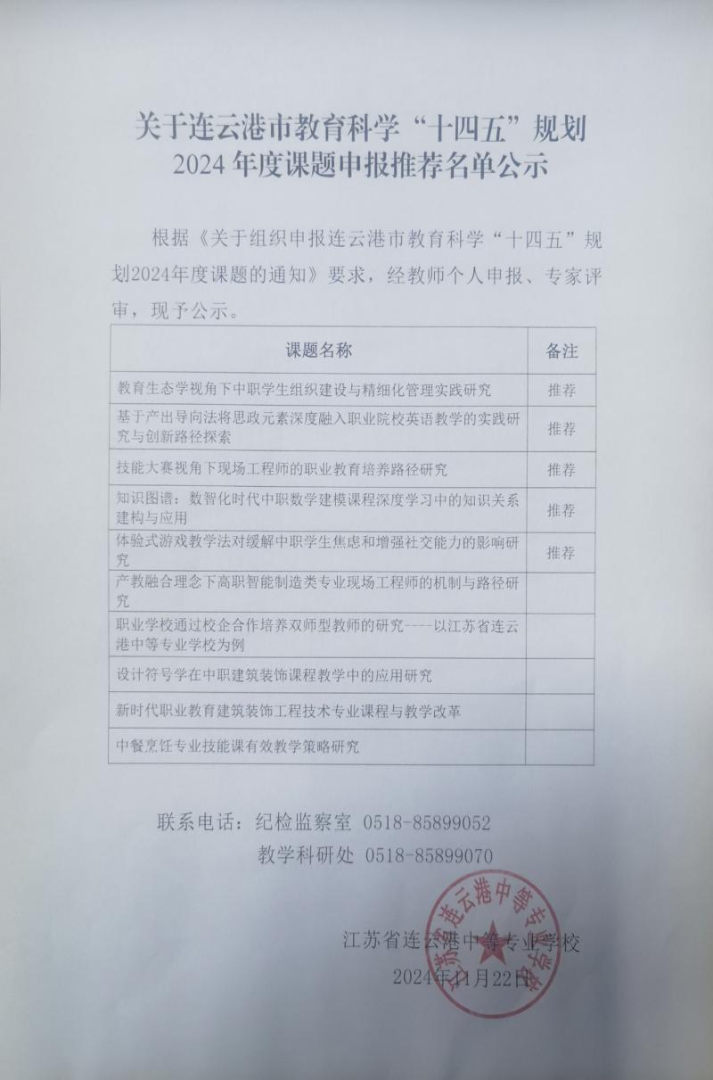 關(guān)于連云港市教育科學(xué)“十四五”規(guī)劃2024年度課題申報推薦名單公示.jpg